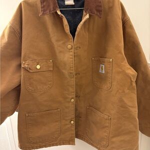 Carhartt Copper Brown Duck Work Jacket with Corduroy Collar